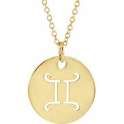 Zodiac Disc Necklace-14K Yellow-Gemini-