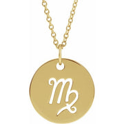 Zodiac Disc Necklace-14K Yellow-Virgo-