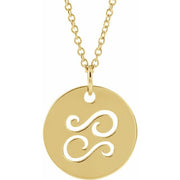 Zodiac Disc Necklace-14K Yellow-Cancer-