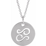 Zodiac Disc Necklace-14K White-Cancer-