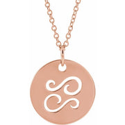 Zodiac Disc Necklace-14K Rose-Cancer-