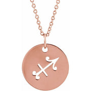 Zodiac Disc Necklace-14K Rose-Sagittarius-