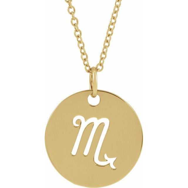 Zodiac Disc Necklace-14K Yellow-Scorpio-