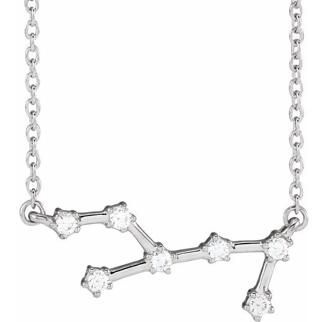 Constellation Zodiac 16-18" Necklace-14K White-Virgo-