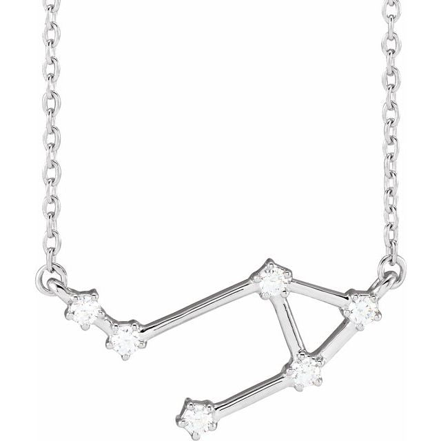 Constellation Zodiac 16-18" Necklace-14K White-Libra-