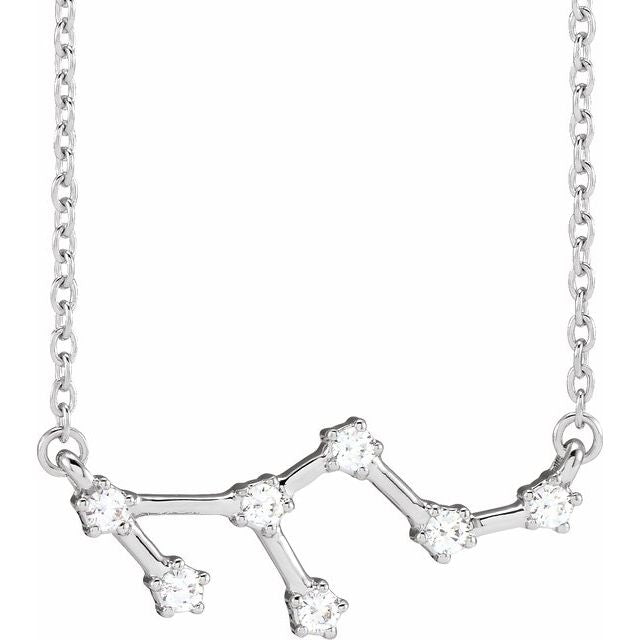 Constellation Zodiac 16-18" Necklace-14K White-Leo-