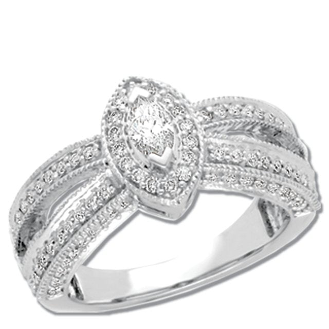 14K White 3/4 CTW Diamond Engagement Ring