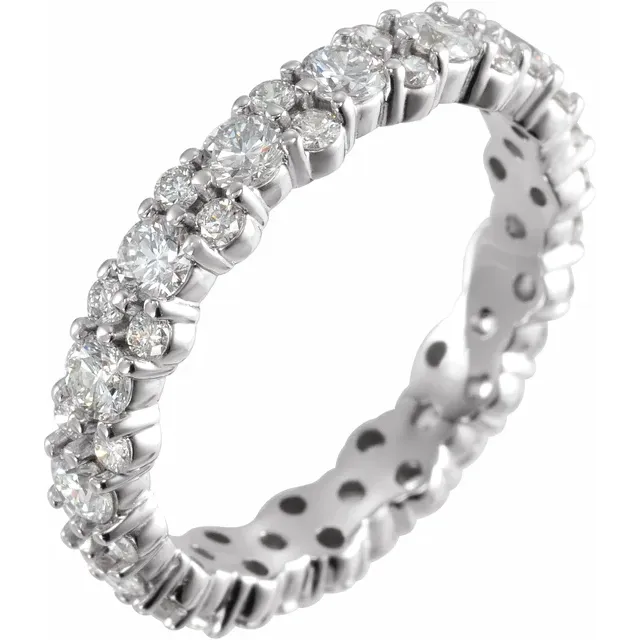 14K White 1 3/4 CTW Diamond Eternity Band Size 7-