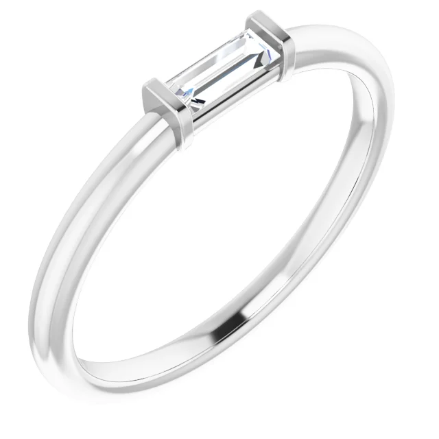 14K White 1/6 CTW Diamond Stackable Ring-