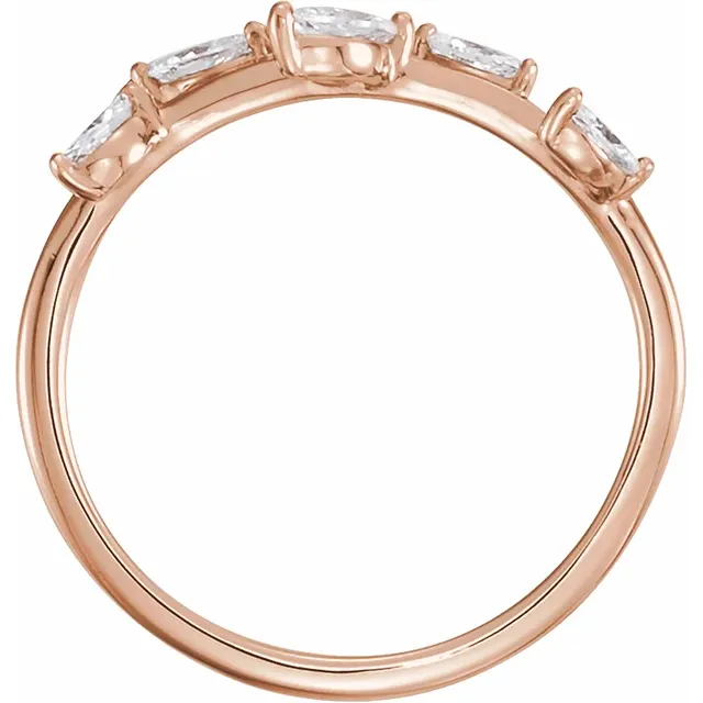 14K Rose 1/4 CTW Diamond Leaf Ring-