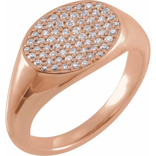 14K Rose 1/3 CTW Diamond Pav Ring-