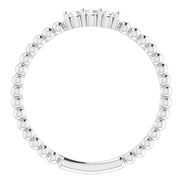 14K White 1/10 CTW Diamond Beaded Ring-