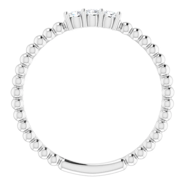 14K White 1/1 CTW Diamond Beaded Ring