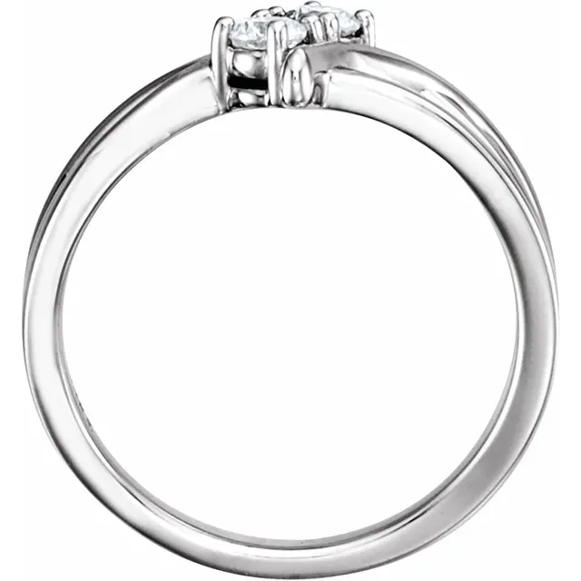 14K White 1/4 CTW Diamond Two-Stone Ring-