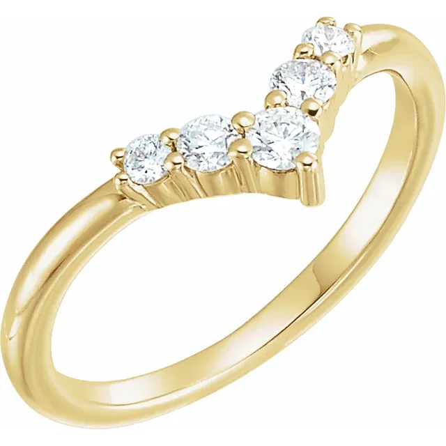 14K Yellow 1/4 CTW Diamond Graduated "V" Ring-