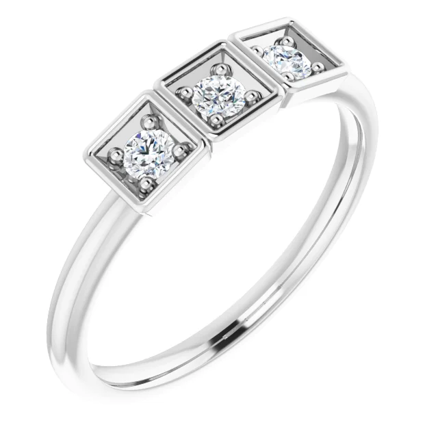 14K White 1/5 CTW Stackable Ring