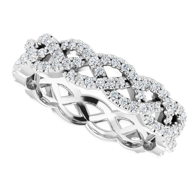 14K White 1/2 CTW Diamond Eternity Band Size 7-