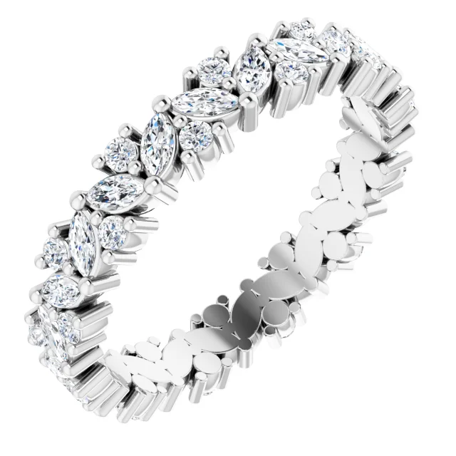 14K White 1 CTW Diamond Cluster Eternity Band Size 7