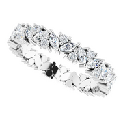 14K White 1 CTW Diamond Cluster Eternity Band Size 7