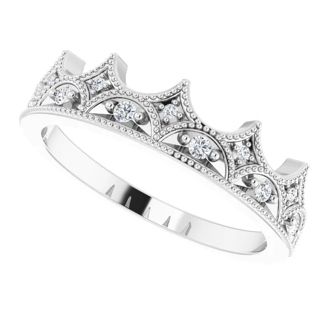 14K White Gold 1/8 CTW Diamond Crown Ring 14K White Gold 1/8 CTW Diamond Crown Ring
