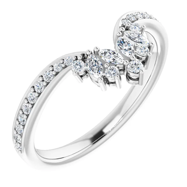 14K White 1/3 CTW Diamond Contour Band-