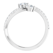 14K White 3/4 CTW Diamond Two-Stone Bypass Ring
