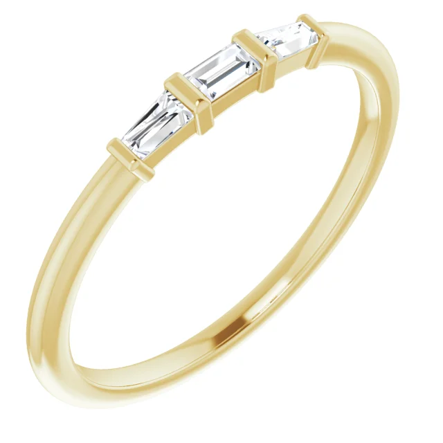 14K Yellow 1/6 CTW Diamond Three-Stone Stackable Ring-