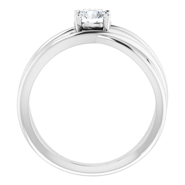 14K White 1/2 CT Diamond Solitaire Criss-Cross Ring-