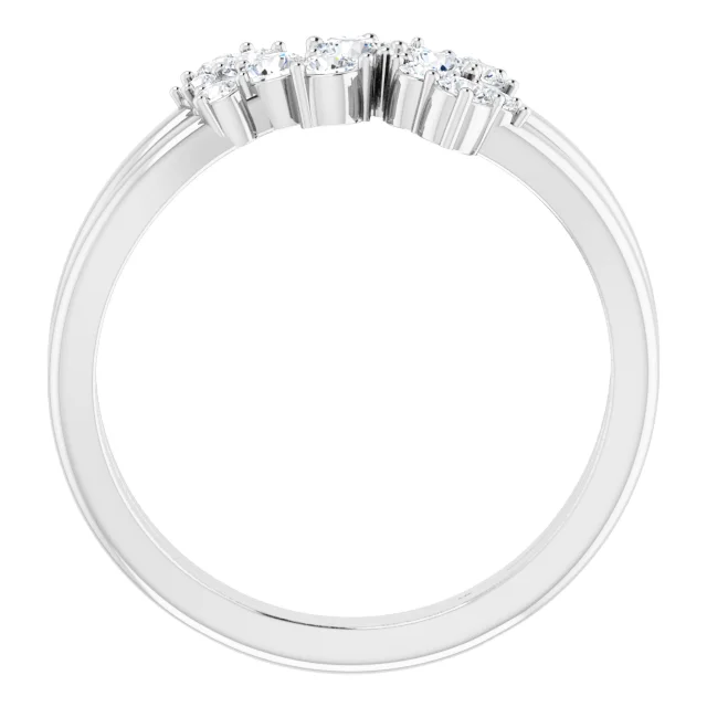 14K White 1/2 CTW Diamond Cluster Bypass Ring-