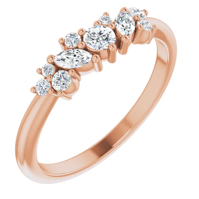 14K Rose 1/3 CTW Diamond Multi-Shape Ring
