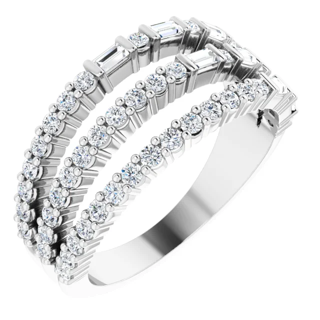 14K White 7/8 CTW Diamond Stacked Ring