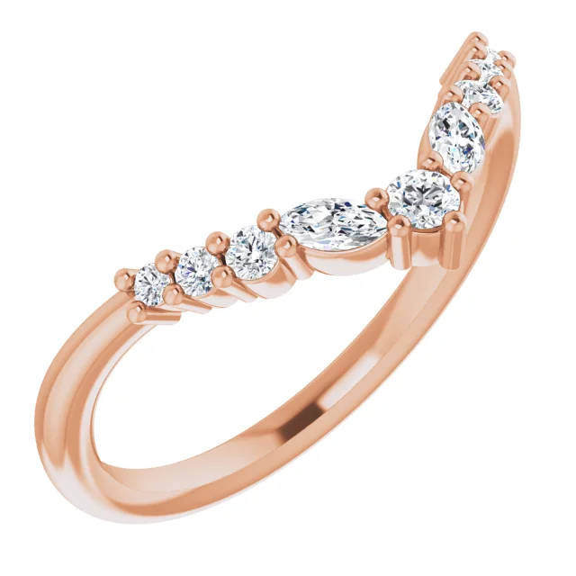 14K Rose 1/5 CTW Diamond Contour Band-