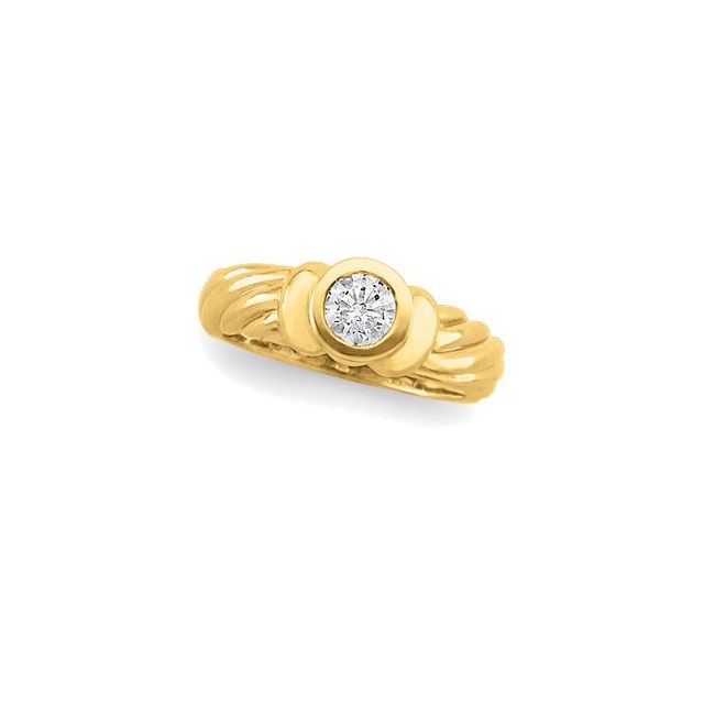 14K White 1/2 CT Natural Diamond Solitaire Engagement Ring-