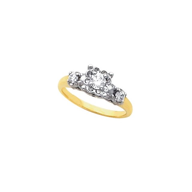 14K White & Yellow 1/4 CTW Diamond Accented Engagement Ring