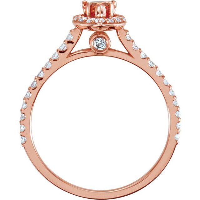 14K Rose Natural Padparadscha Sapphire & 1/3 CTW Natural Diamond Engagement Ring