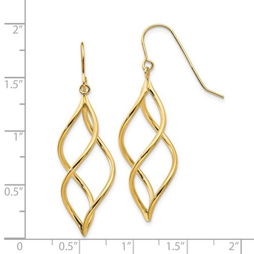 14K Twisted Dangle Earrings