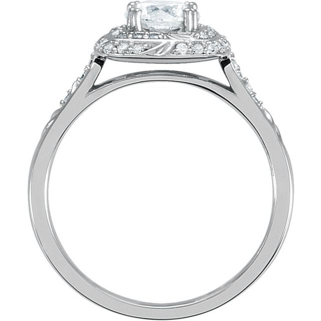 14K White 5.75 mm Cubic Zirconia & 1/5 CTW Diamond Sculptural-Inspired Engagement Ring
