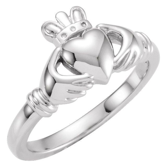 10K Claddagh Ring-10kt White Gold-4.00-