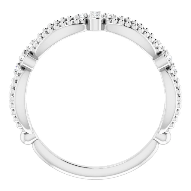 14K White .06 CTW Diamond Stackable Beaded Ring-