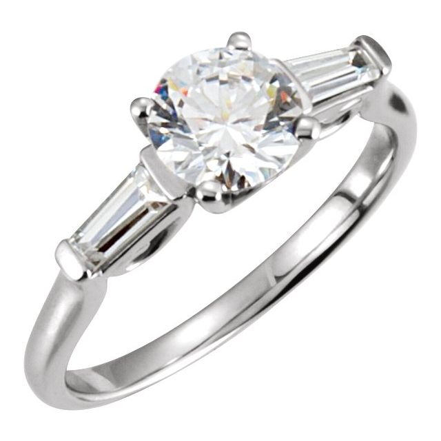 14K White Cubic Zirconia & 1/4 CTW Diamond Sculptural-Inspired Engagement Ring