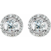 14K White 2 1/2 CTW Diamond Halo-Style Earrings