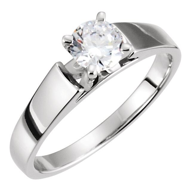 14K White 1/4 CTW Diamond Solitaire Engagement Ring-