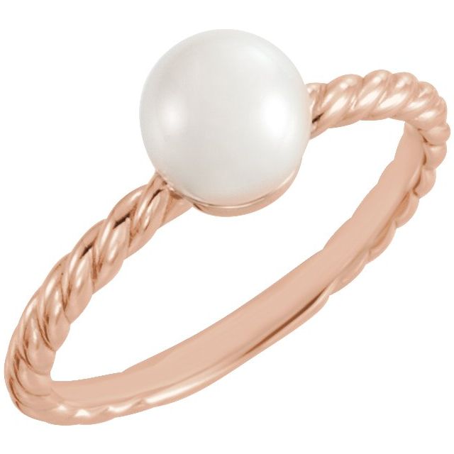 6.5-7 mm Cultured White Freshwater Pearl Ring-