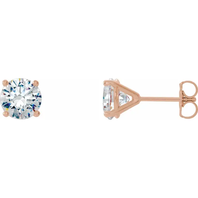 14K Rose 1 CTW Diamond 4-Prong Cocktail-Style Earrings-