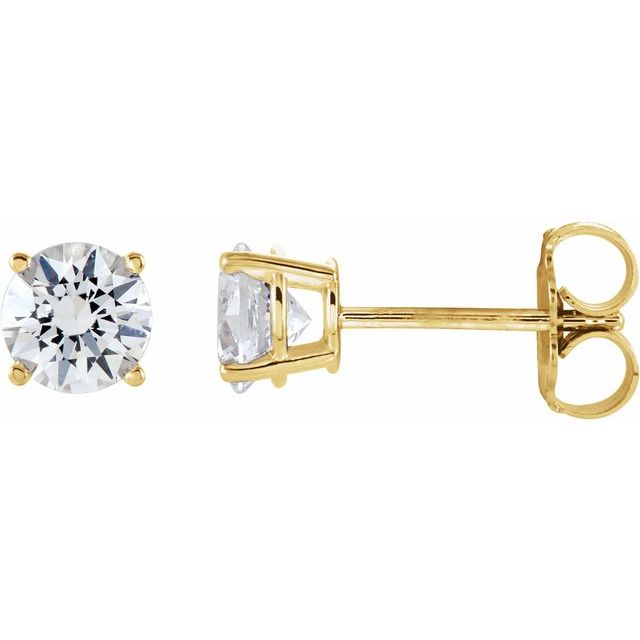 1 CTW Natural Diamond Stud Earrings-14kt Yellow Gold-5mm-