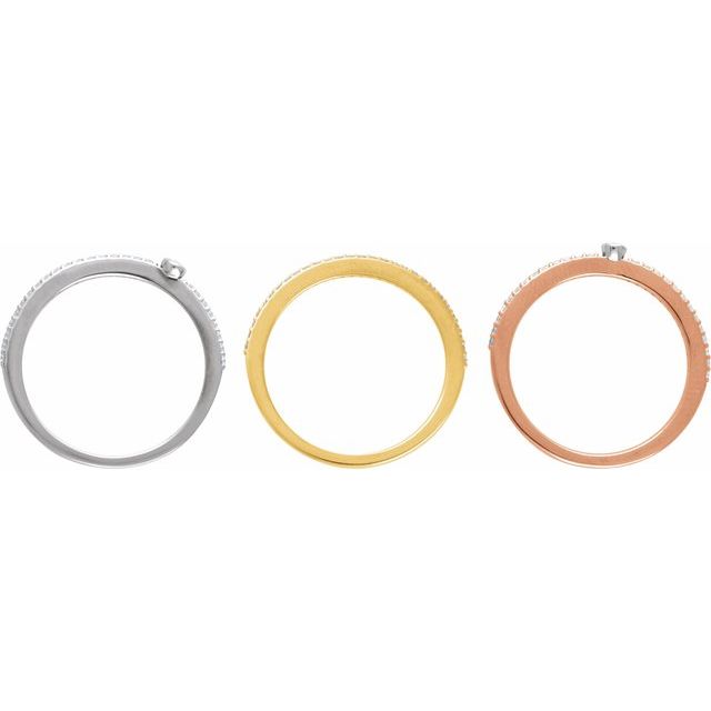 14K White/Yellow/Rose 3/8 CTW Natural Diamond Stackable Rings - Set of 3-