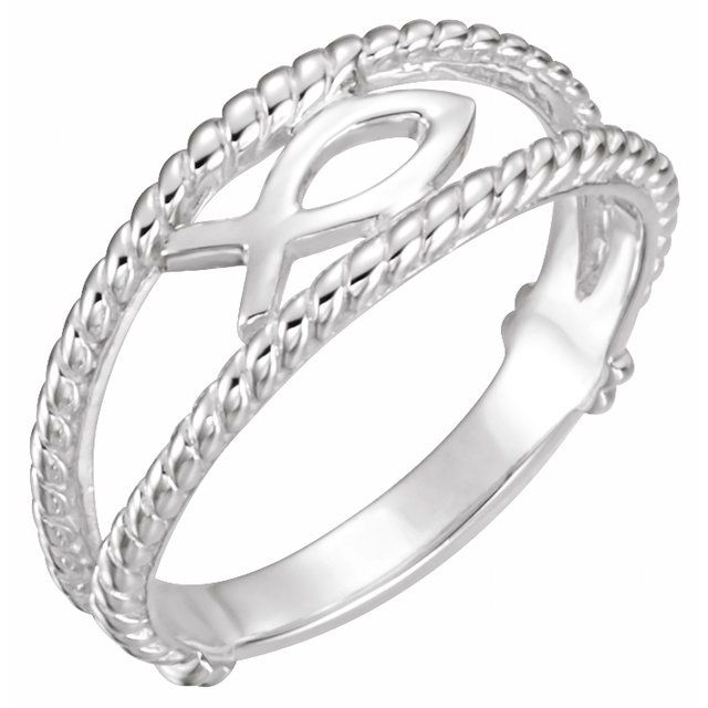 Ichthus (Fish) Chastity Ring-14kt White Gold-4-