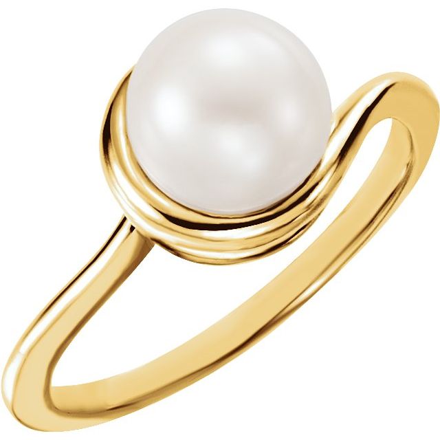 Freeform Ring Mounting for 8 mm Pearl-14kt Yellow Gold-