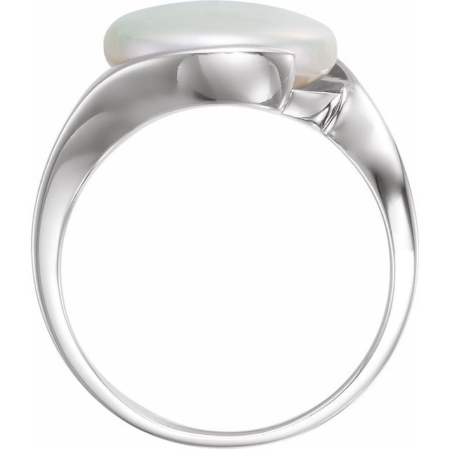 Sterling Silver Cultured White Freshwater Pearl Coin Ring-