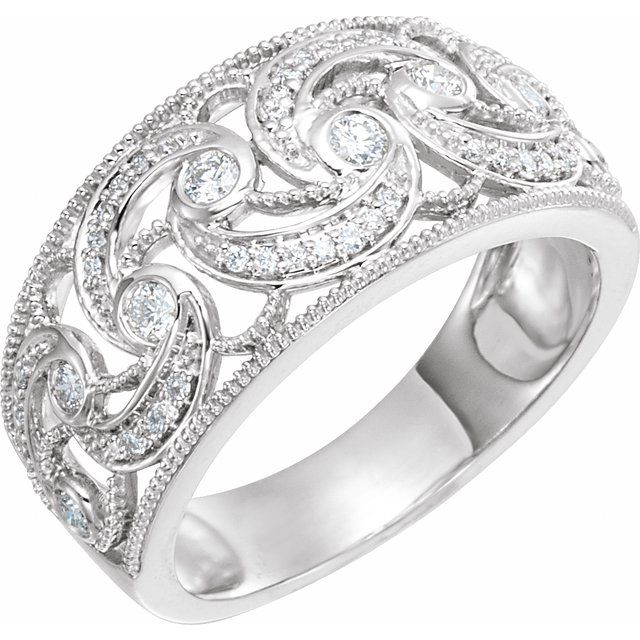 14K White 1/3 CTW Natural Diamond Ring-